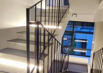 Steel Stair with wood handrail